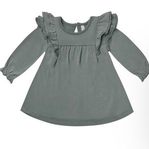Quincy Mae ruffle sleeve grey dress and bloomer set